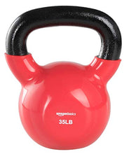Load image into Gallery viewer, Amazon Basics Vinyl Kettlebell for Strength Training and Workout, 35 Pounds, Textured Handle, Red
