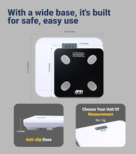 Load image into Gallery viewer, A&D Medical Digital Body Weight Scale, UC-356BLE Bluetooth Bathroom Weight Machine, UltraWide Platform and Large Display, Syncs with A&D App,550lb (249kg), Batteries Included, White