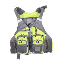 Load image into Gallery viewer, JKSPORTS Fly Fishing Vest Fishing Safety Life Jacket for Swimming Sailing Boating Kayak Floating Multifunction Breathable Backpack for Men and Women Kayak Vest Swim Vest (Green,with Foam)
