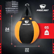 Load image into Gallery viewer, PROLAST Wrecking Ball Heavy Punching Bag for Adults, Hook and Uppercut, Body Snatcher, Boxing, MMA, Muay Thai Training Equipment, Filled, 65 lbs, Rhino Yellow