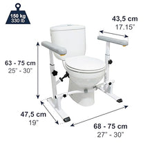Load image into Gallery viewer, KMINA Toilet Safety Rails for Seniors, Heavy Duty Frame with Handles, Adjustable Height and Width, Handicap Grab Bars