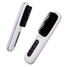 Load image into Gallery viewer, Portable Cordless Hair Straightening Brush – Anti-Scald Rounded Teeth, 3 Heat Levels (320°F/356°F/392°F) with LCD Screen, USB Rechargeable Hot Comb for Travel & Daily Touch-Ups