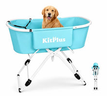 Load image into Gallery viewer, KITPLUS Portable Dog Bathtub, 5 Height Adjustable Dog Washing Station for Pet Shower and Grooming Foldable Bathing Tub with Storage & Anti-Slip Design for Small Large Dogs