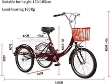 Load image into Gallery viewer, Adult Tricycle - 3 Wheel Bikes for Adults Shopping Safe Adult Tricycle 20inch Single Speed 3 Wheels Bik, Wine Red