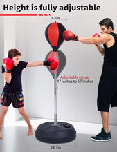 Load image into Gallery viewer, Stiatu Punching Bag with Stand, Heavy Boxing Bag Height Adjustable Reflex Bar and Speed Punching Bag for Adults & Youth, Home Gym Training Equipment for MMA Fitness Stress Relief (Red)