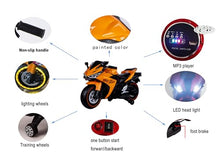Load image into Gallery viewer, 12V Electric Ride On Motorcycle for Kids, Training Wheels, Full Hand Drive Motorbike Toy, Perfect for Boys and Girls (3-8 Yrs) (Orange)