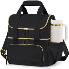 Load image into Gallery viewer, HOMESPON Double Layer Insulated Lunch Bag with Shoulder Strap, 12L, Black