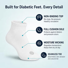 Load image into Gallery viewer, Doctor's Choice Diabetic Socks for Men, Seamless Ankle Socks with Non-Binding Top, Provides Extra Comfort for Gout, 4-Pairs, White, Large, Size 10-13