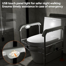 Load image into Gallery viewer, Heavy Duty Toilet Safety Rails for Seniors (665lbs), Adjustable LED Toilet Safety Frame with Handles for Elderly, Foldable Handicap Toilet Aid Support for Most Toilets, Stand Up Assist