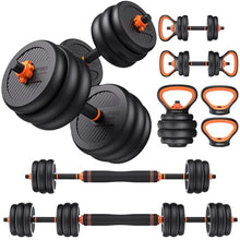 Load image into Gallery viewer, FEIERDUN Adjustable Dumbbells, 90lbs Free Weight Set with Connector, 4 in1 Dumbbells Set Used as Barbell, Kettlebells, Push up Stand, Fitness Exercises for Home Gym Suitable Men/Women