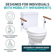 Load image into Gallery viewer, Lunderg Toilet Safety Rails for Seniors - Easy Installation & Super Sturdy Grab Bars Arms - Non-Bulky & Elegant Handicap Toilet Safety Frame - Seat Handles for Elderly, Disabled or Mobility Issues