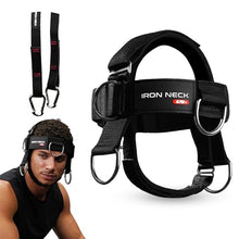 Load image into Gallery viewer, Iron Neck Neck Trainer, Exerciser, & Strengthener with Adjustable Head and Chin Belt - Portable Head Harness for Weight Lifting, Home, & Gym Use - Exercise & Workout Equipment (Alpha Plus, Black)