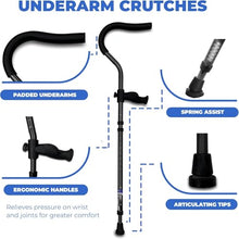 Load image into Gallery viewer, in-Motion Pro Crutches | Foldable Crutches| Crutches for Adults with Ergonomic Handles | Spring Assist Technology | Articulating Tips | Size Tall (5'10" - 7'1") | Charcoal Grey