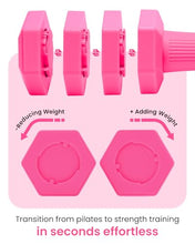 Load image into Gallery viewer, Adjustable Dumbbells Set, 4 in 1 Hand Weights Set for Women Men 10 LB Dumbbell Pair Each 2lbs 3lbs 4lbs 5lbs Weights Dumbbells Set with TPU Soft Rubber Handle for Home Gym Exercise Fitness - Rose