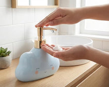 Load image into Gallery viewer, NEWHENGS Cute Cloud Shape Soap/Hand Sanitizer Metal Pump Dispenser, Refillable for Bathroom Accessories, Gifts for Kids (Blue)