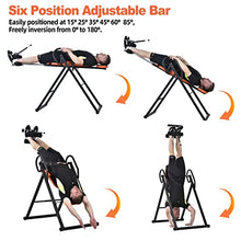Load image into Gallery viewer, Teclor Inversion Table for Back Pain Relief, 350 lbs Capacity Strength Training Inversion Equipment, Decompression Table for Pain Therapy Training with Safe Belt & Comfortable Ankle Holders