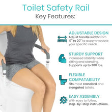 Load image into Gallery viewer, Vive Toilet Safety Rail - Adjustable Grab Bar - Compact Support Frame with Handrail for Bathroom Toilet Seat - Easy Installation for Handicap Senior Bariatrics, Elderly Balance - Padded Hand Armrest