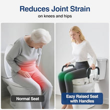 Load image into Gallery viewer, Raised Toilet Seat with Removable Padded Arms Adjustable Width 5" Toilet Seat Riser Supports 300lbs for Seniors