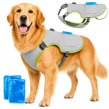 Load image into Gallery viewer, Dog Cooling Vest, Reflective Adjustable Cooling Harness, Ice Pack Pocket, Leash Ring Breathable Summer Vest Hot Weather Outdoor Walks (Grey, XL)