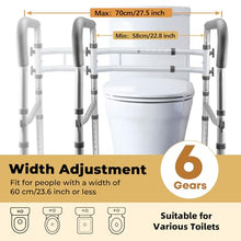 Load image into Gallery viewer, Toilet Safety Rails for Seniors, Adjustable Toilet Safety Frame Handles Fits Most Toilets, Gifts for Handicap and Disabled Seniors Elderly, Foldable, Safe Weight Capacity of 330 lbs(150KG)