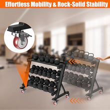 Load image into Gallery viewer, CHICAURA 3 Tier Dumbbell Rack with Lockable Wheels, 1200LBS Rolling Weight Rack