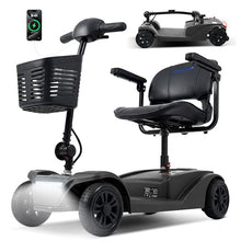Load image into Gallery viewer, WayCare 15-25 Miles Long Range Mobility Scooter,Weight Capacity 300 LBS+ Powered Mobility Scooters for Seniors, Compact Duty Mobile for Travel with LED Headlight and Detachable Basket(Black)