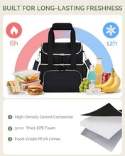 Load image into Gallery viewer, HOMESPON Double Layer Insulated Lunch Bag with Shoulder Strap, 12L, Black