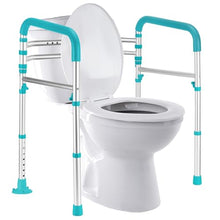 Load image into Gallery viewer, Lianjindun Toilet Safety Rails, Adjustable Toilet Frame for Elderly, Seniors, Handicap & Disabled, Foldable Handicap Toilet Handles Fit Any Toilets(Peacock Blue)