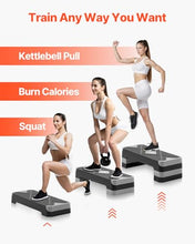 Load image into Gallery viewer, VEVOR Aerobic Exercise Step Platform, 28-Inch Workout Aerobic Stepper, Height Adjustable Fitness Training Step Deck Trainer with 4 Risers, Non-Slip Surface Bench for Home Gym Cardio Strength, Gray