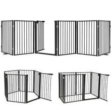 Load image into Gallery viewer, Snagle Paw Full Metal Freestanding Dog Gate with Door, 120” W x 24” H Pet Gate with Support Feet for Doorways, Stairs and Hallways, Portable Dog Fence for Indoor Use(24" 6 Panel, Black)