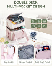 Load image into Gallery viewer, HOMESPON Double Layer Insulated Lunch Bag with Shoulder Strap, 12L, Pink