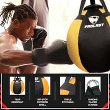 Load image into Gallery viewer, PROLAST Wrecking Ball Heavy Punching Bag for Adults, Hook and Uppercut, Body Snatcher, Boxing, MMA, Muay Thai Training Equipment, Filled, 65 lbs, Rhino Yellow
