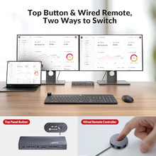 Load image into Gallery viewer, AV Access iDock P10 KVM Docking Station 2 Monitors 2 PCs, GbE, EDID, 5xUSB-A, 65W PD, USB C Hub, 4K@60Hz HDMI & DisplayPort USB C KVM Switch Dual Monitor Laptop & Desktop, Audio, SD, Remote Switch