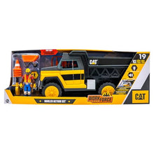 Load image into Gallery viewer, Cat Construction Workforce Hauler Action Set, 18-Piece Kids Construction Toy Playset with Freewheeling Hauler Truck, Lights & Action-Activated Sounds, 4-Inch Figure, Tools & Accessories, Ages 3+