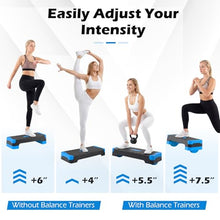 Load image into Gallery viewer, Goplus 3-in-1 Aerobic Step Platform, 600 LBS Adjustable Exercise Stepper with 4-Level Risers (Blue)