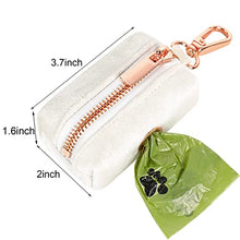 Load image into Gallery viewer, ARING PET Velvet Dog Waste Bag Holder, White Doggy Poop Bags Dispenser Attach to Any Leashes, Portable Washable Pet Waste Pouch Dispenser with Metal Zipper
