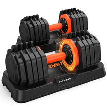 Load image into Gallery viewer, 2026 Updated Adjustable Dumbbell Set of 2, 10-in-1 Weights Dumbbell Set with Storage Box, 110lbs/55lbs
