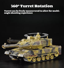 Load image into Gallery viewer, RC Tank That Shoots, 2.4GHz Military Vehicles Model with 360°Rotating Turret, Auto Demo, Sound & Smoke & Light