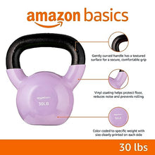 Load image into Gallery viewer, Amazon Basics Vinyl Kettlebell for Strength Training and Workout, 30 Pounds, Wide Textured Handle, Light Purple