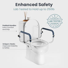 Load image into Gallery viewer, PELEGON Toilet Safety Rails (250lb) - Adjustable Toilet Safety Rails, Toilet Bar for Elderly Adults, Toilets Rails for Seniors, Toilet Seat with Handles for Elderly & Disabled Toilet Grab Bar - 1 Pack