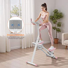 Load image into Gallery viewer, Stair Stepper for Home,Vertical Climber Step Machine with Stable Triangular Frame, 3-level Handrail Height & Resistance & Pedal Adjustment,LCD Monitor, Device Holder, Smooth Motion, 300 LBS White Pink