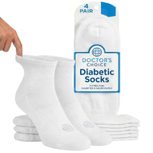 Load image into Gallery viewer, Doctor's Choice Diabetic Socks for Men, Seamless Ankle Socks with Non-Binding Top, Provides Extra Comfort for Gout, 4-Pairs, White, Large, Size 10-13
