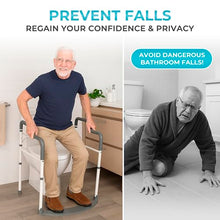 Load image into Gallery viewer, Stander Wonder Toilet Safety Rails for Seniors, Adjustable Detachable Toilet Frame with Padded Handles for Elderly Adults, Foldable Handicap Support Rail with Footrest, Fits Any Toilets