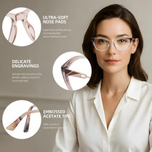 Load image into Gallery viewer, DOERAYMI Crystal Pink Blue Light Glasses for Woman: Rose Gold Hinges, Feather-Light Reading Glasses for Working & Streaming