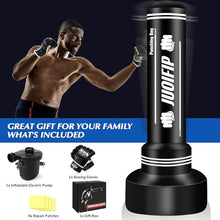 Load image into Gallery viewer, Heavy Punching Bag with Stand Adults Teens, 70" Freestanding Punching Bag with Boxing Gloves and Electric Air Pump, Women Men Standing Inflatable Boxing Bag for Training MMA Thai Fitness