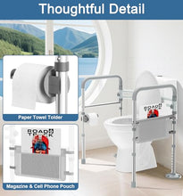 Load image into Gallery viewer, HOMLAND Toilet Safety Rails for Seniors, Adjustable Height & Width 350lb Toilet Handles for Elderly and Disabled, Foldable Toilet Safety Frame, Fit Any Toilet