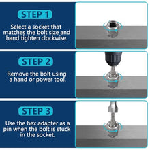 Load image into Gallery viewer, DOAHO 26 Piece Impact Bolt and Spiral Screw Extractor Set with Left Hand Reverse Drill Bit Kit for Easy Out Damaged Stripped Broken Screw Lug Bolt Nut Remove with Hex Adapter