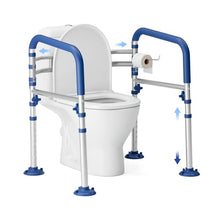 Load image into Gallery viewer, Loyoda Foldable Toilet Safety Rails for Seniors - Adjustable Toilet Safety Frame & Toilet Handles for Elderly & Disabled, Fits Most Toilets, 350lb Capacity, Blue