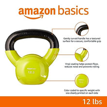 Load image into Gallery viewer, Amazon Basics Vinyl Coated Cast Iron Kettlebell for Training, 12 Pounds, Wide Handle, Home Workout Equipment, Yellow