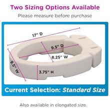 Load image into Gallery viewer, NOVA Medical Products Hinged Toilet Seat Riser, Lift Up and Down Raised Toilet Seat (For Under Seat), For Standard Seat, White, 1 Count (Pack of 1)